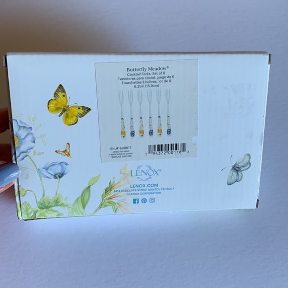 Lenox Butterfly Meadow Cocktail Forks  Set of 6 - Picture 4 of 10